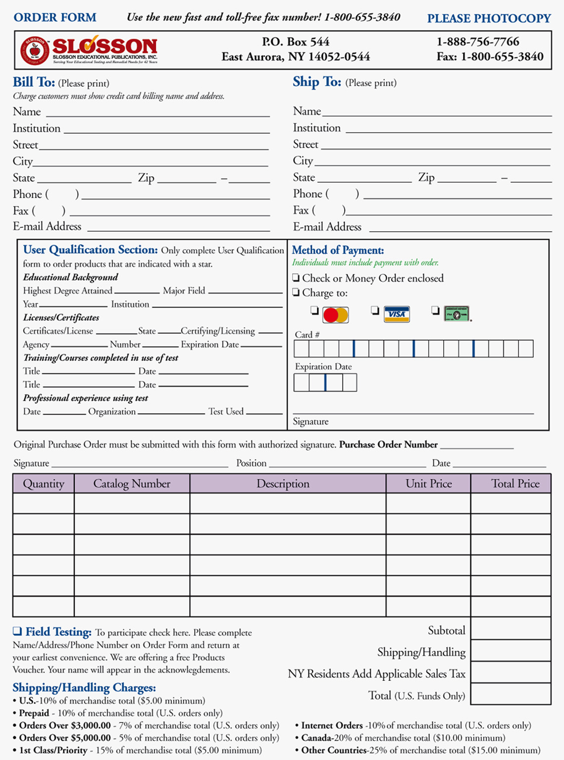 Print Order Form